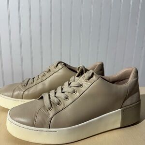 Vince Beige Leather Platform Sneakers